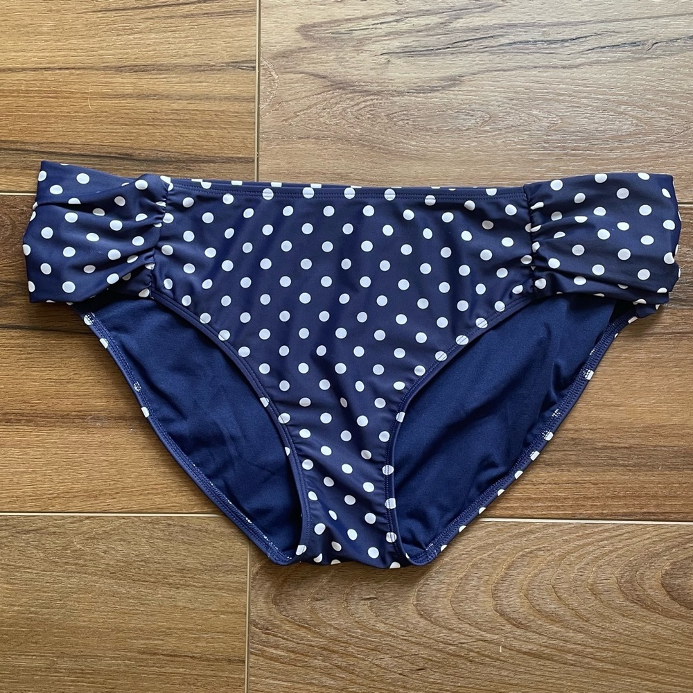 Panache blue and white polka dot bikini swimsuit bottom size XXXL